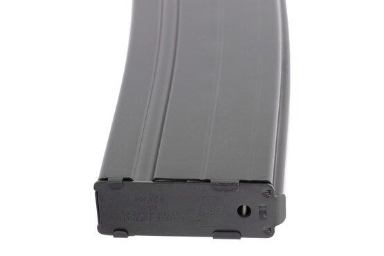 Geissele Automatics 6mm ARC 30rd Steel Magazine has a metal base plate.